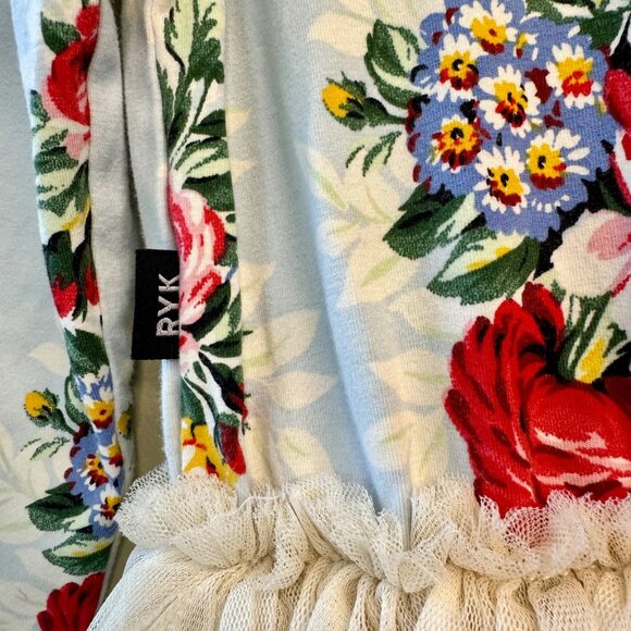 ROCK YOUR BABY Floral Dress Girls 5 5T Tulle Tutu Blue Flowers Rock Your Kid - Picture 5 of 6